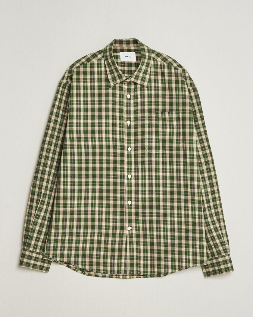 NN07 Deon Flannel Shirt Eden Green Check – Green