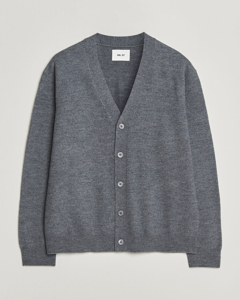 NN07 Jasper Wool Knitted Cardigan Grey Melange – Grey