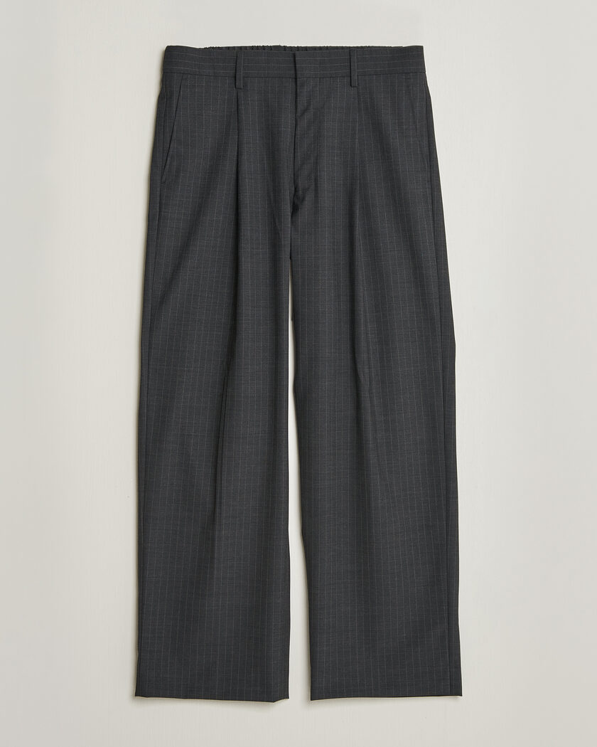NN07 Kay Wool Pinstriped Trousers Dark Grey – Grey