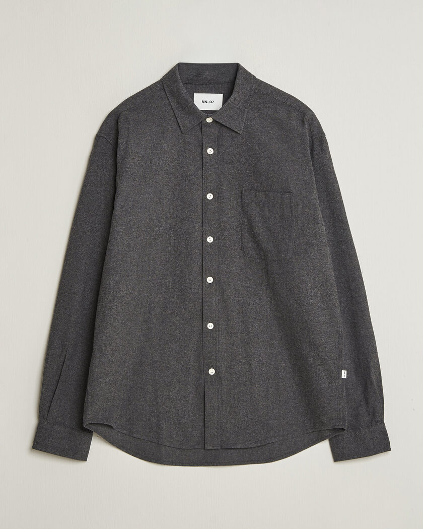 NN07 Dino Brushed Flannel Shirt Dark Grey – Grey