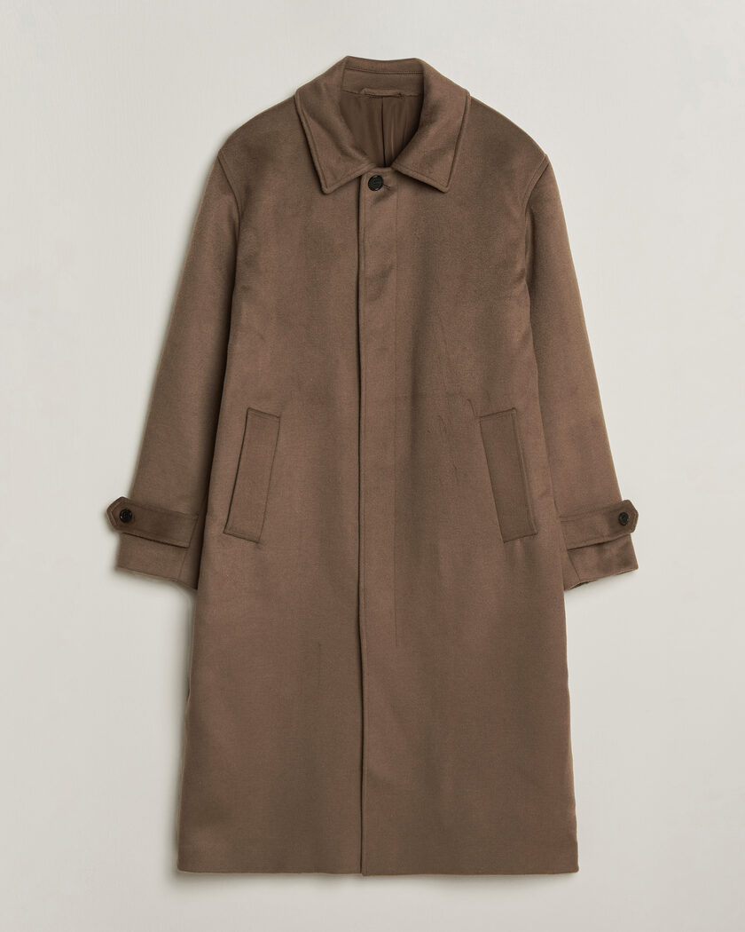 Auralee Wool Tweed Chesterfield Coat Khaki at CareOfCarl.com