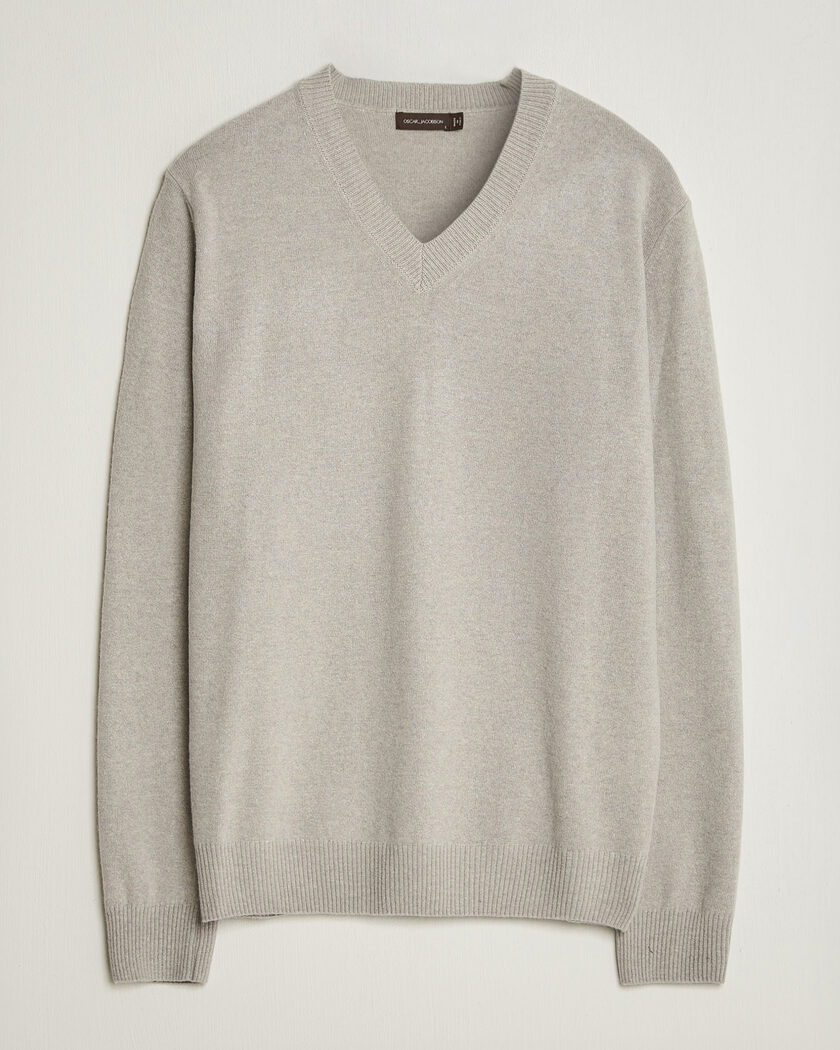 Oscar Jacobson Gregor Wool/Cashmere V-Neck Light Beige – Beige