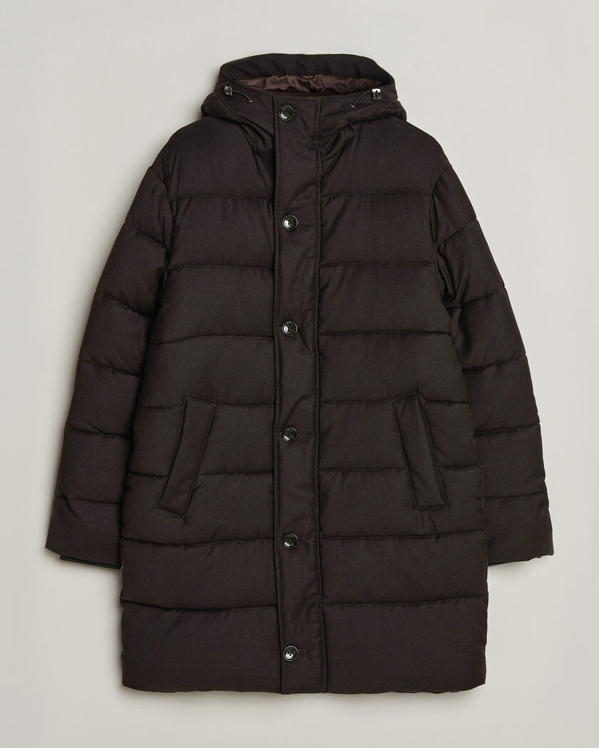 Oscar Jacobson Padded Flannel Parka Brown – Brown