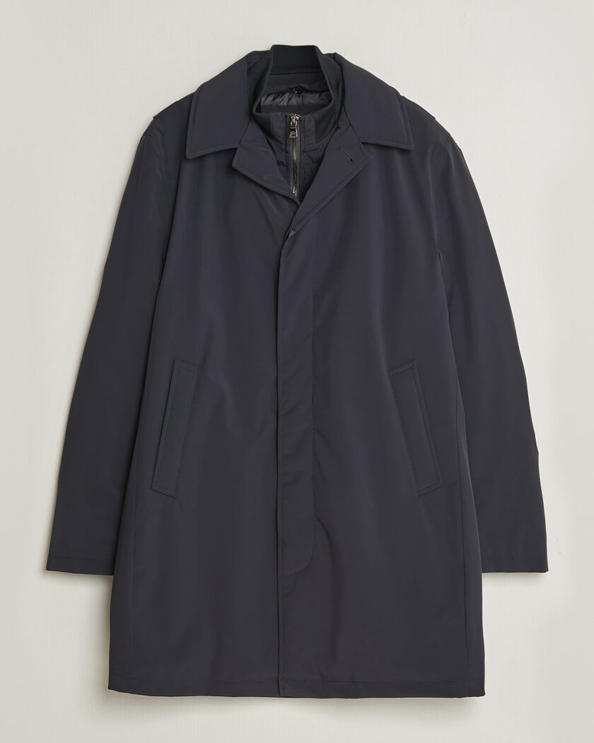 Oscar Jacobson Zipped Padded Car Coat Navy – Blue