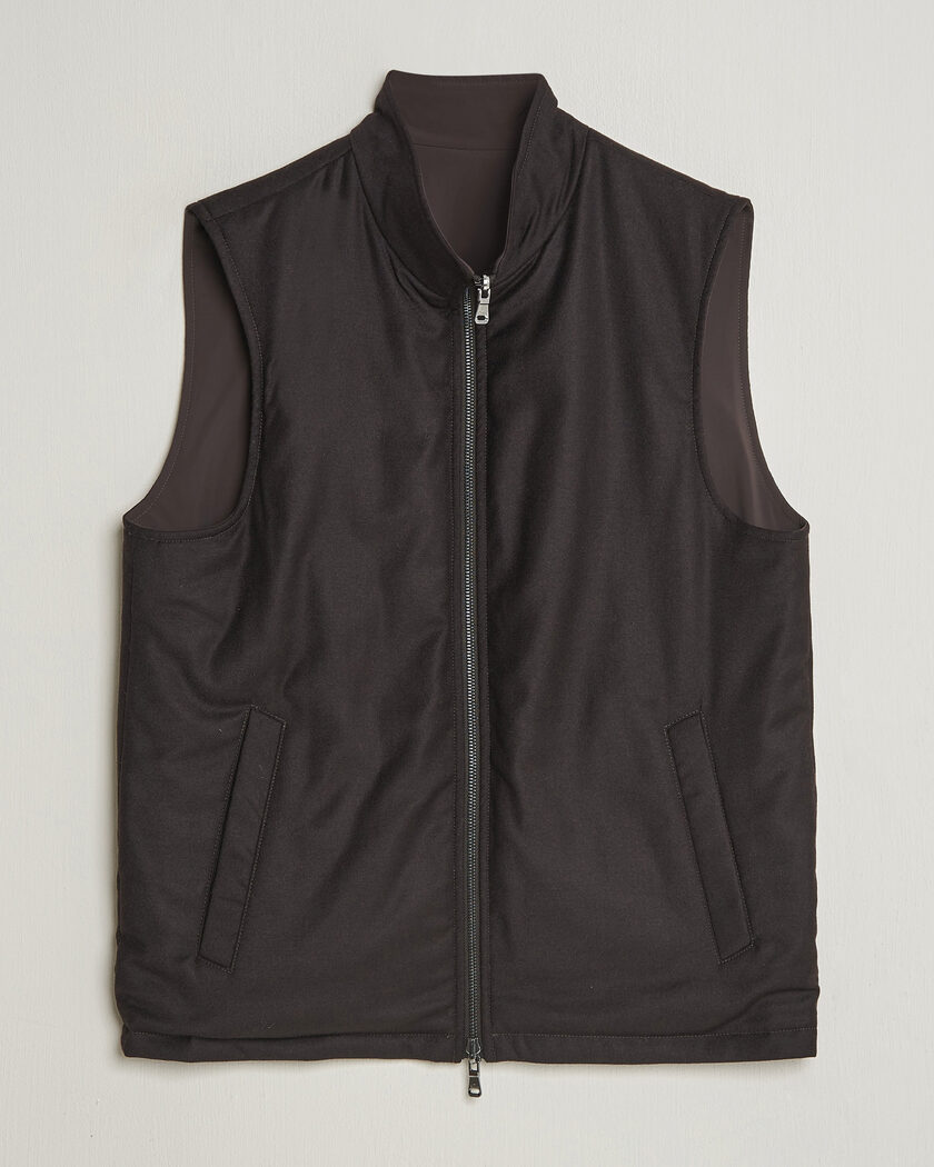 Oscar Jacobson Nylon/Wool Reversible Vest Brown – Brown