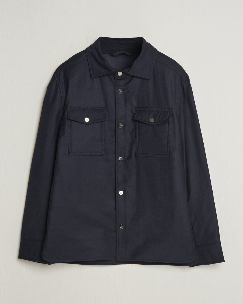 Incotex Primo Wool Shirt Jacket Navy at CareOfCarl.com
