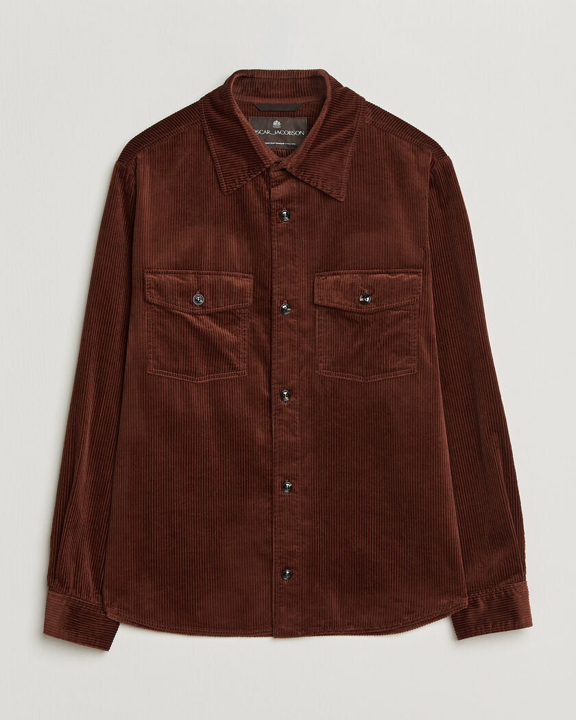 Oscar Jacobson Magnus Cord Shirt Jacket Burgundy – Red