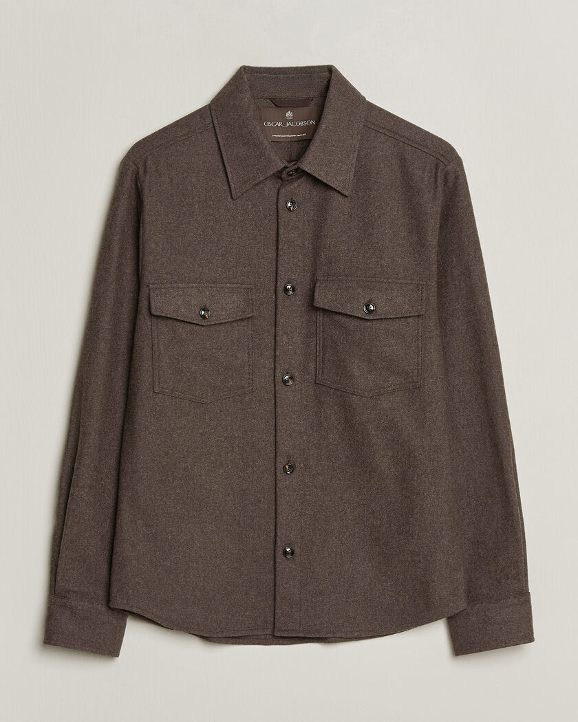 Oscar Jacobson Magnus Wool Shirt Jacket Brown – Brown