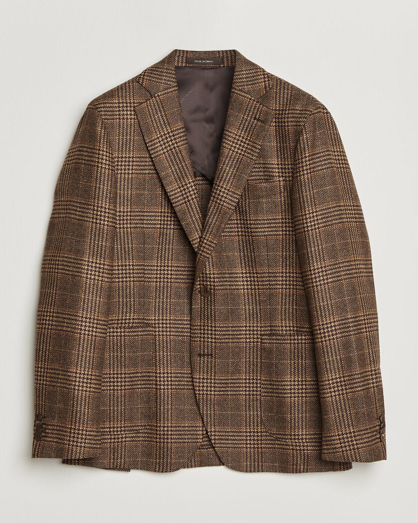 Oscar Jacobson Ferry Patch Checked Wool/Cashmere Blazer Brown – Brown