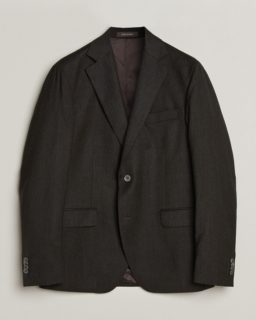 Oscar Jacobson Fogerty Wool Flannel Blazer Brown – Brown
