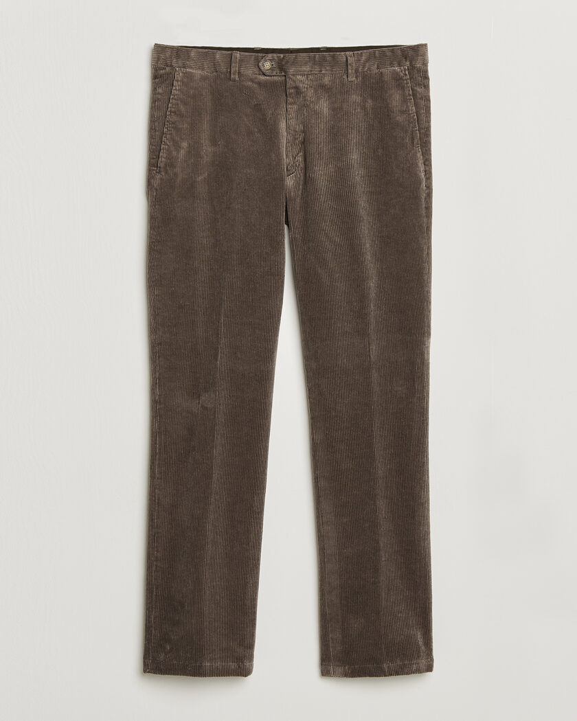 Sunspel Corduroy Double Pleat Trousers Coffee at CareOfCarl.com