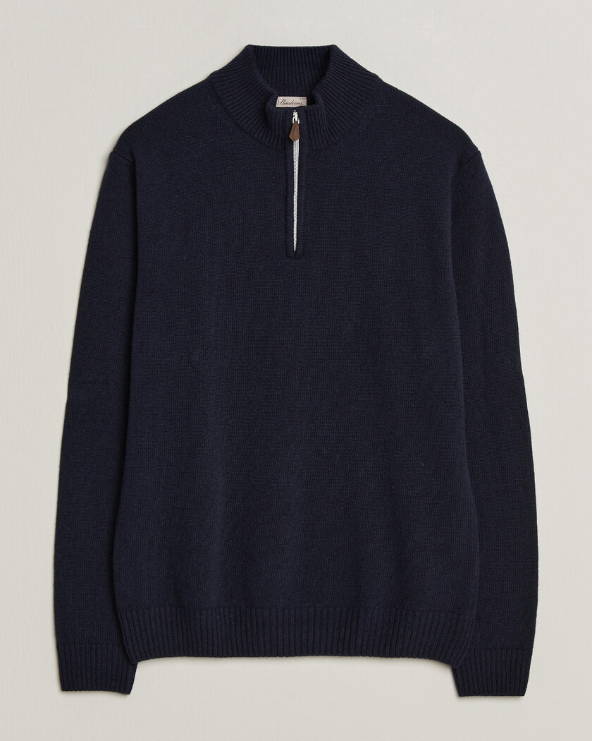 Stenströms Brushed Merino Half-Zip Navy – Blue