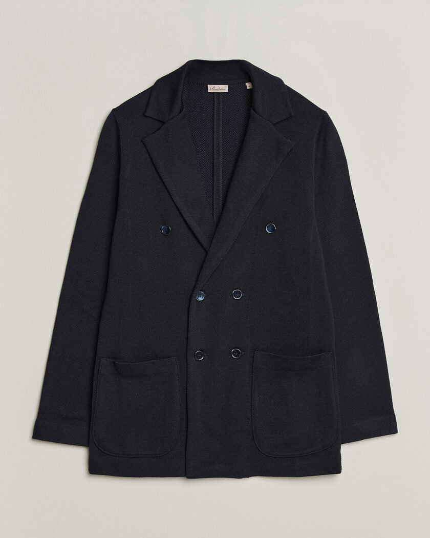 Stenströms Knitted Herringbone DB Wool Blazer Navy – Blue