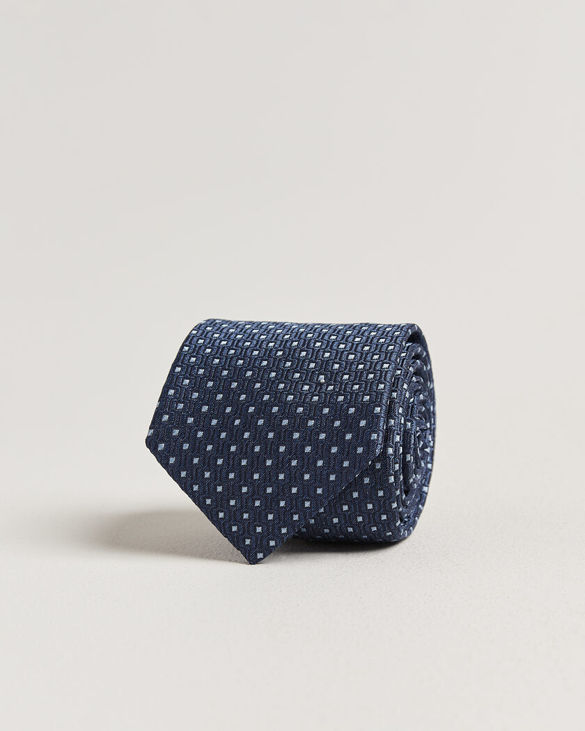 Stenströms Woven Silk Dot Tie 7,5cm Navy – Blue