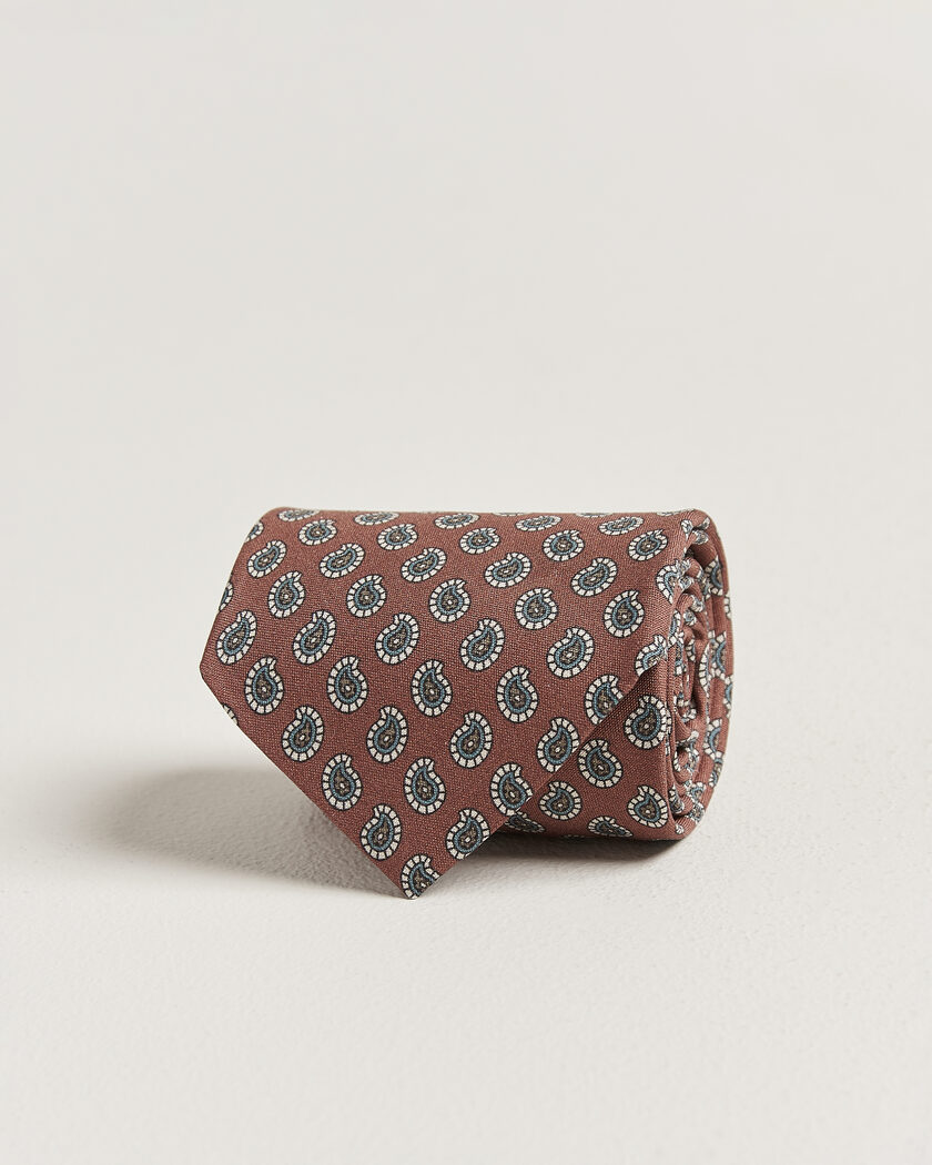 Stenströms Printed Silk Paisley Tie 7,5cm Rust – Red