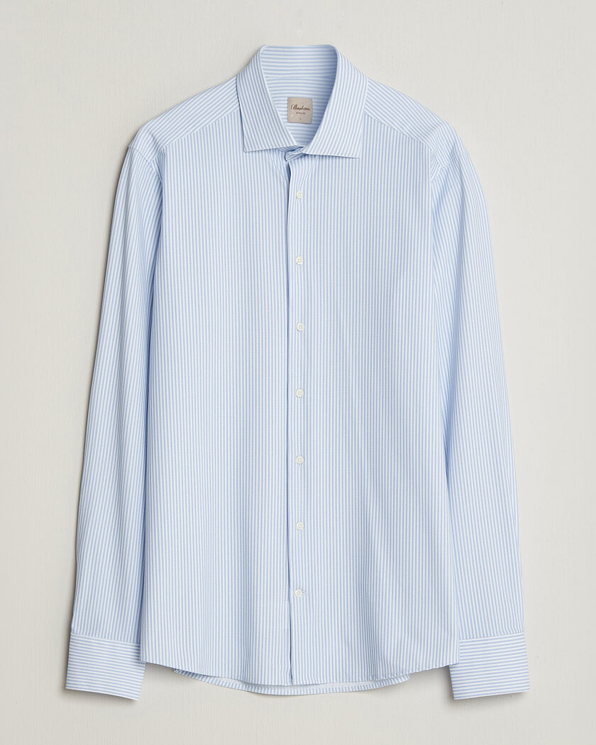 Stenströms Slimline Active Stretch Striped Shirt Light Blue – Blue