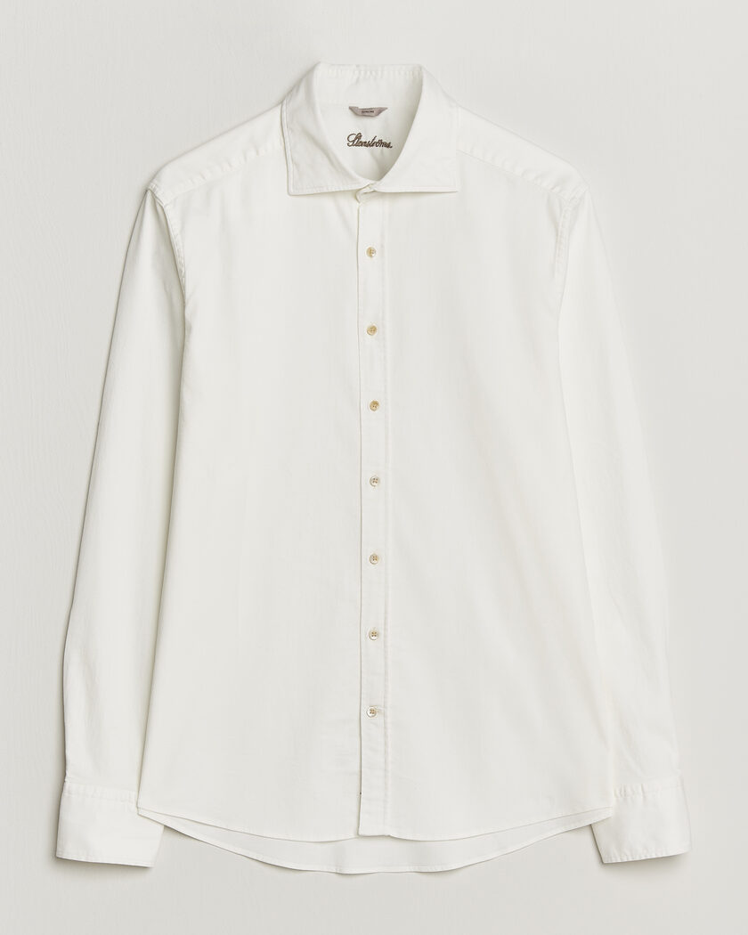 Stenströms Slimline Garment Washed Shirt Off White Denim – White