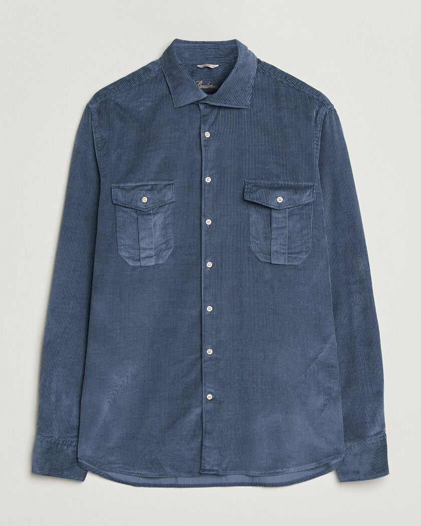 Stenströms Regular Fit Cord Pocket Shirt Blue – Blue