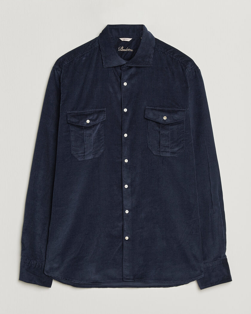 Stenströms Regular Fit Cord Pocket Shirt Navy – Blue