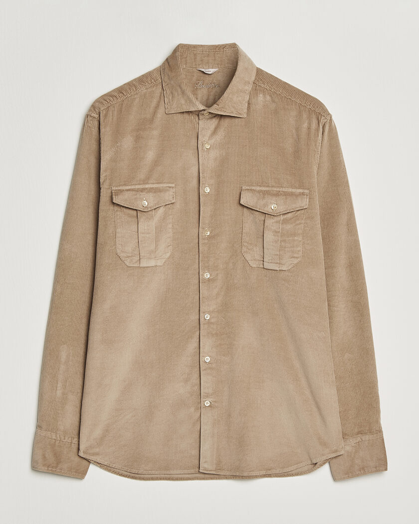 Stenströms Regular Fit Cord Pocket Shirt Light Brown – Brown