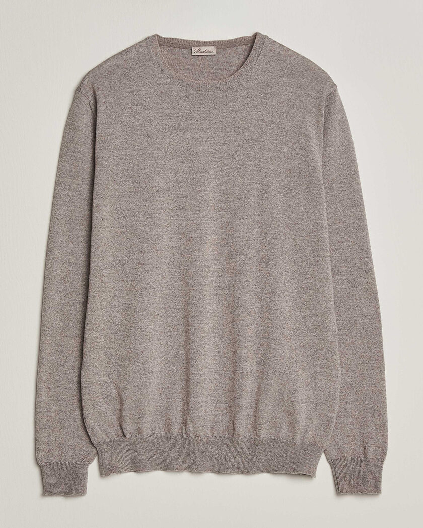 Stenströms Merino Patch Crew Neck Beige – Beige