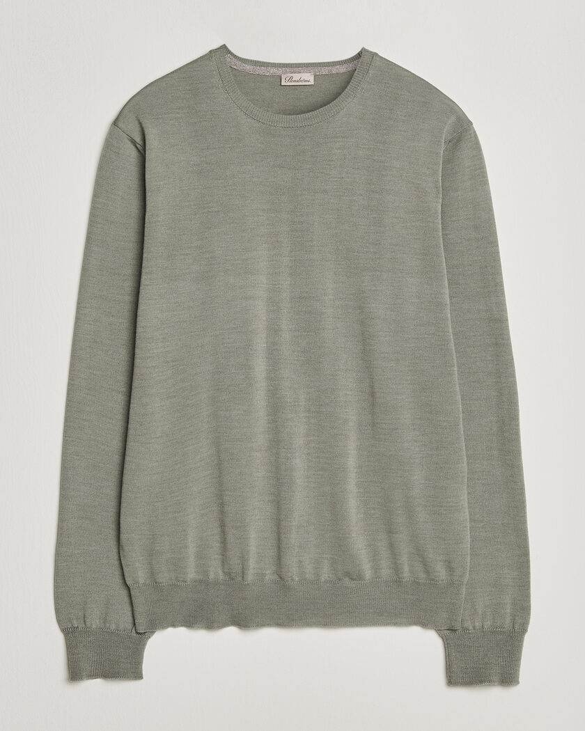 Stenströms Merino Patch Crew Neck Green/Grey – Green