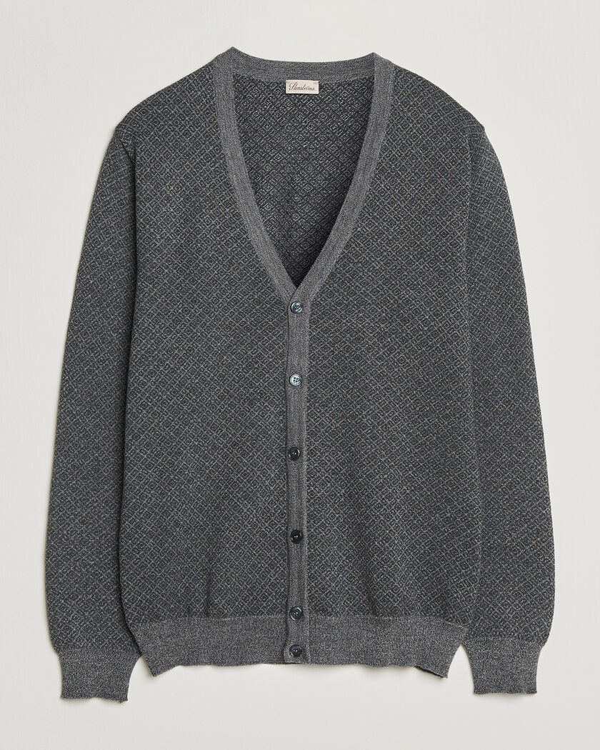 Stenströms Merino Jaquard Cardigan Dark Grey – Grey