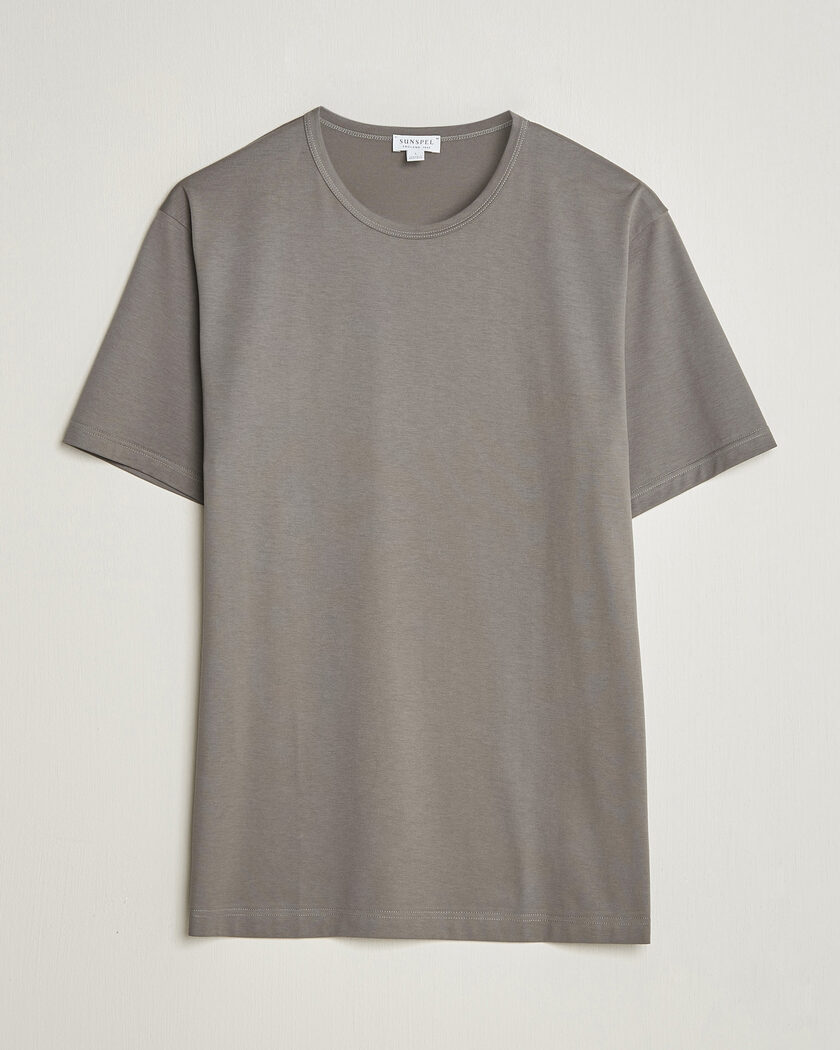 Sunspel Crew Neck Q82 Cotton T-Shirt Smoke Grey – Grey