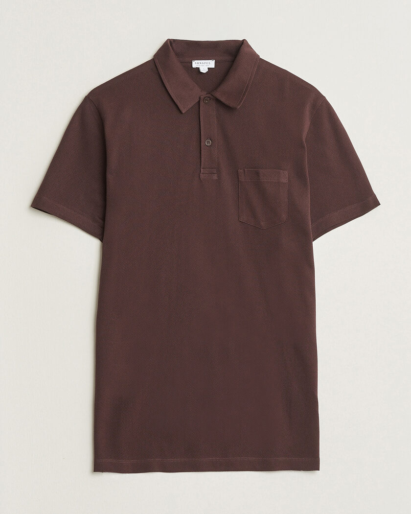 Sunspel Riviera Polo Shirt Dark Brown – Brown