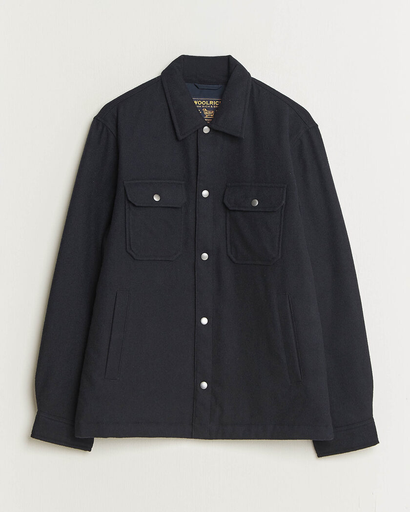 Woolrich Alaskan Wool Light Padded Shirt Jacket Melton Blue – Blue