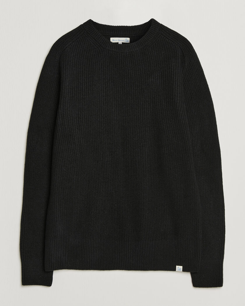  Merz b. Schwanen Merino/Cashmere Knitted Sweater Deep Black – Black