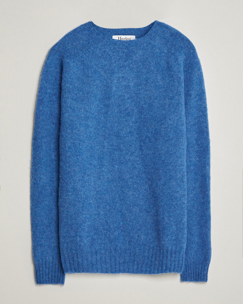 Harley Of Scotland Brushed Supersoft Lambswool Crewneck Cobalt – Blue