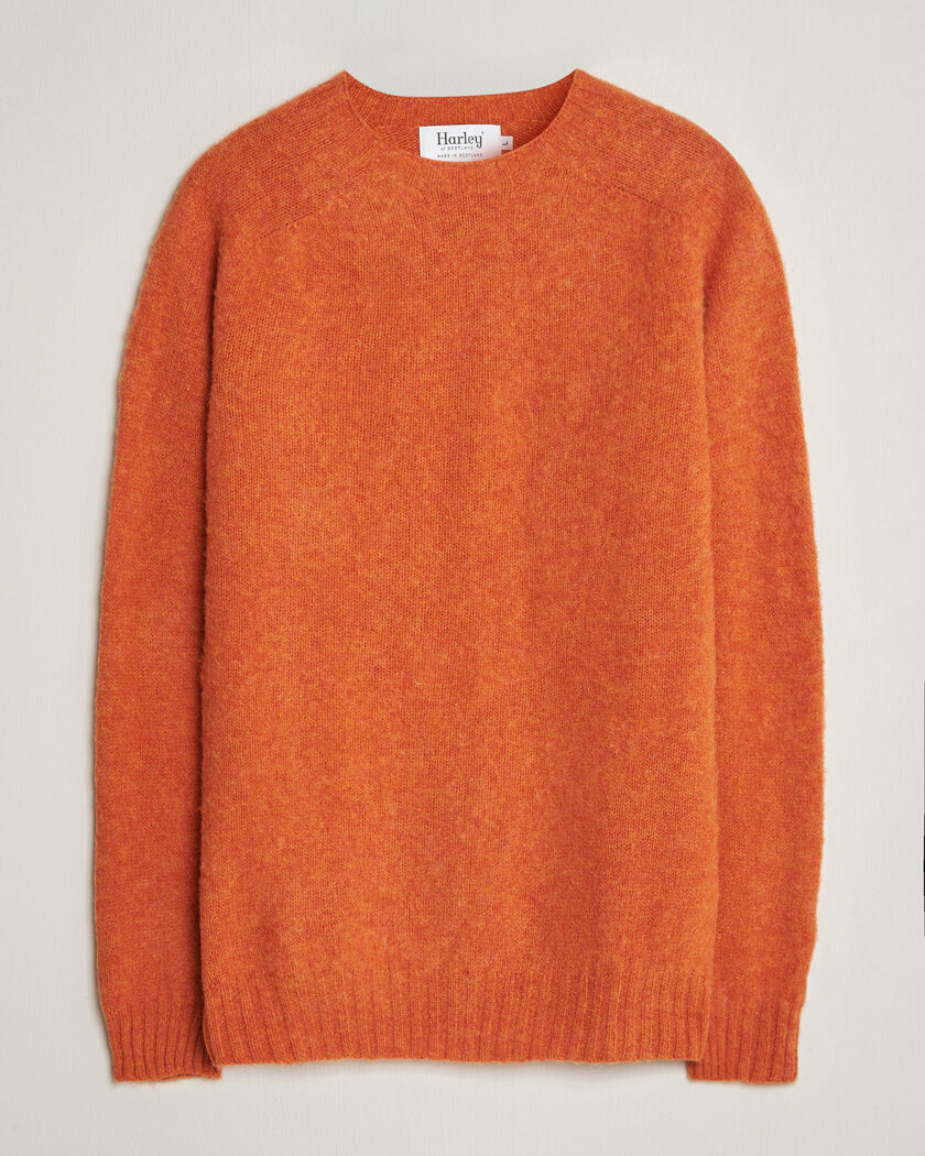Harley Of Scotland Brushed Supersoft Lambswool Crewneck Satsuma – Orange