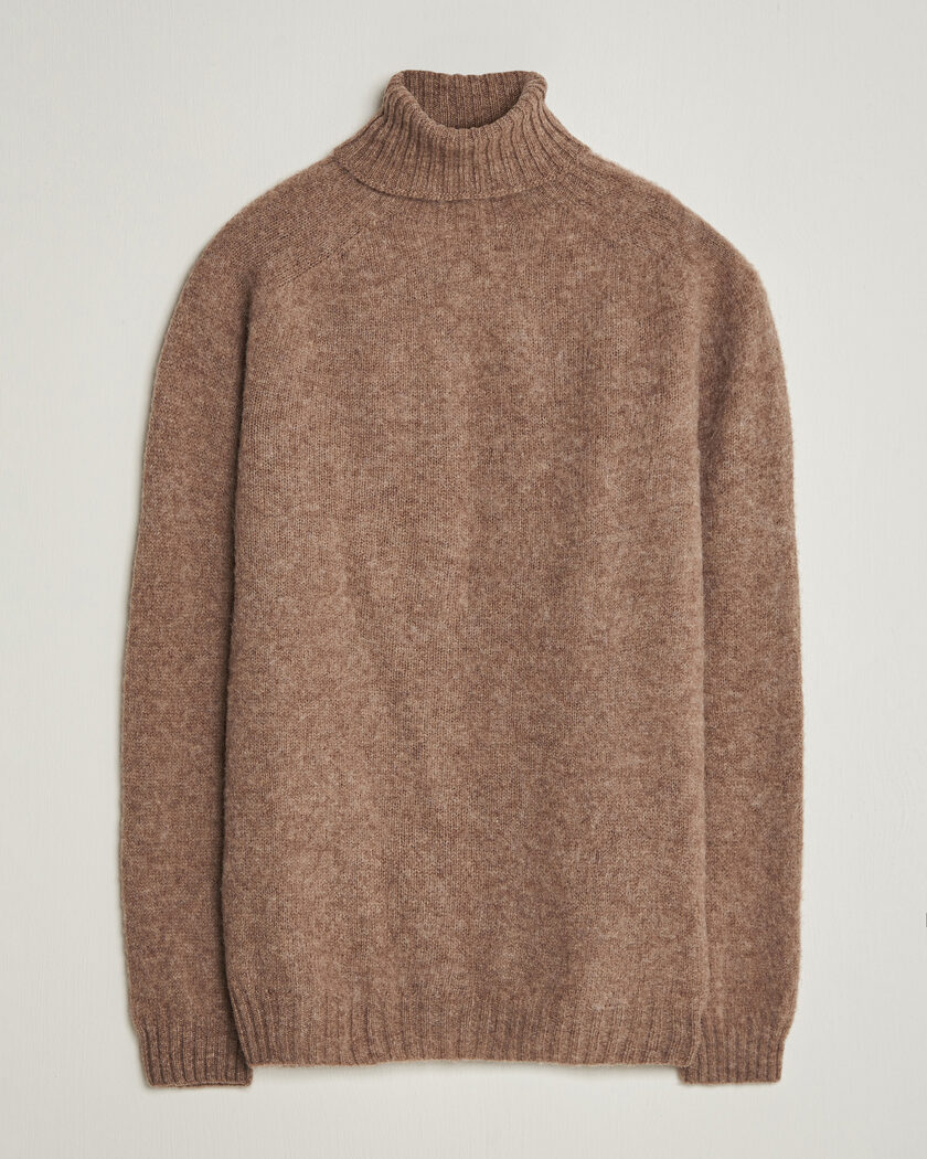 Harley Of Scotland Brushed Supersoft Lambswool Rollneck Tundra – Brown