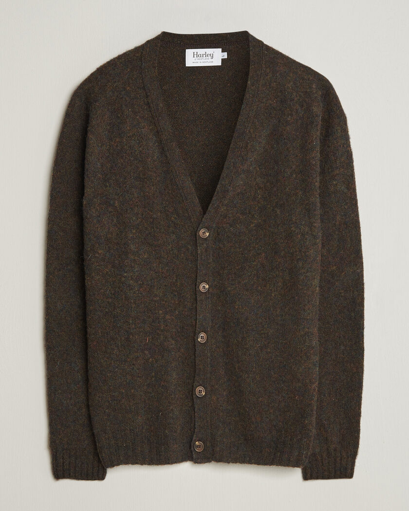 William Lockie Rob Lambswool Cardigan Mocha at CareOfCarl.com