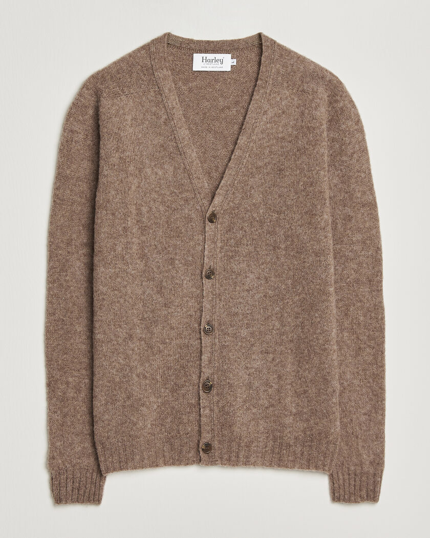 William Lockie Rob Lambswool Cardigan Mocha at CareOfCarl.com