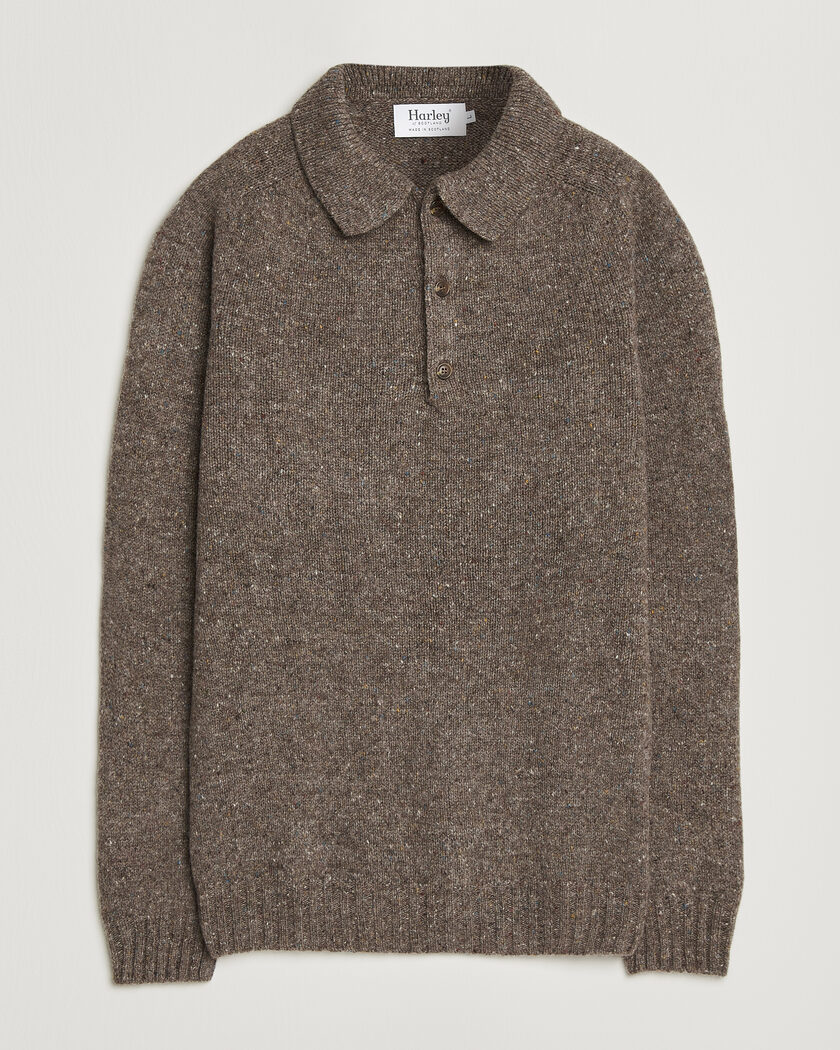 Harley Of Scotland Donegal Wool Polo Brown – Brown