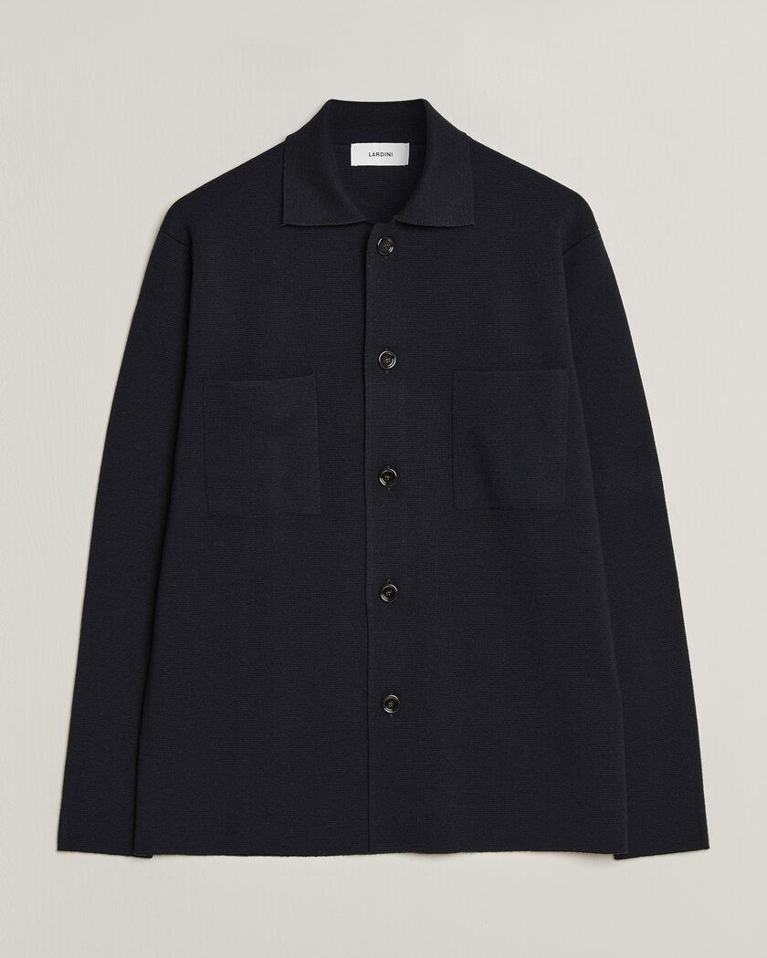 Lardini Knitted Pocket Overshirt Navy – Blue