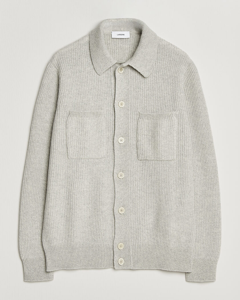 Lardini Heavy Knitted Cardigan Light Grey – Grey