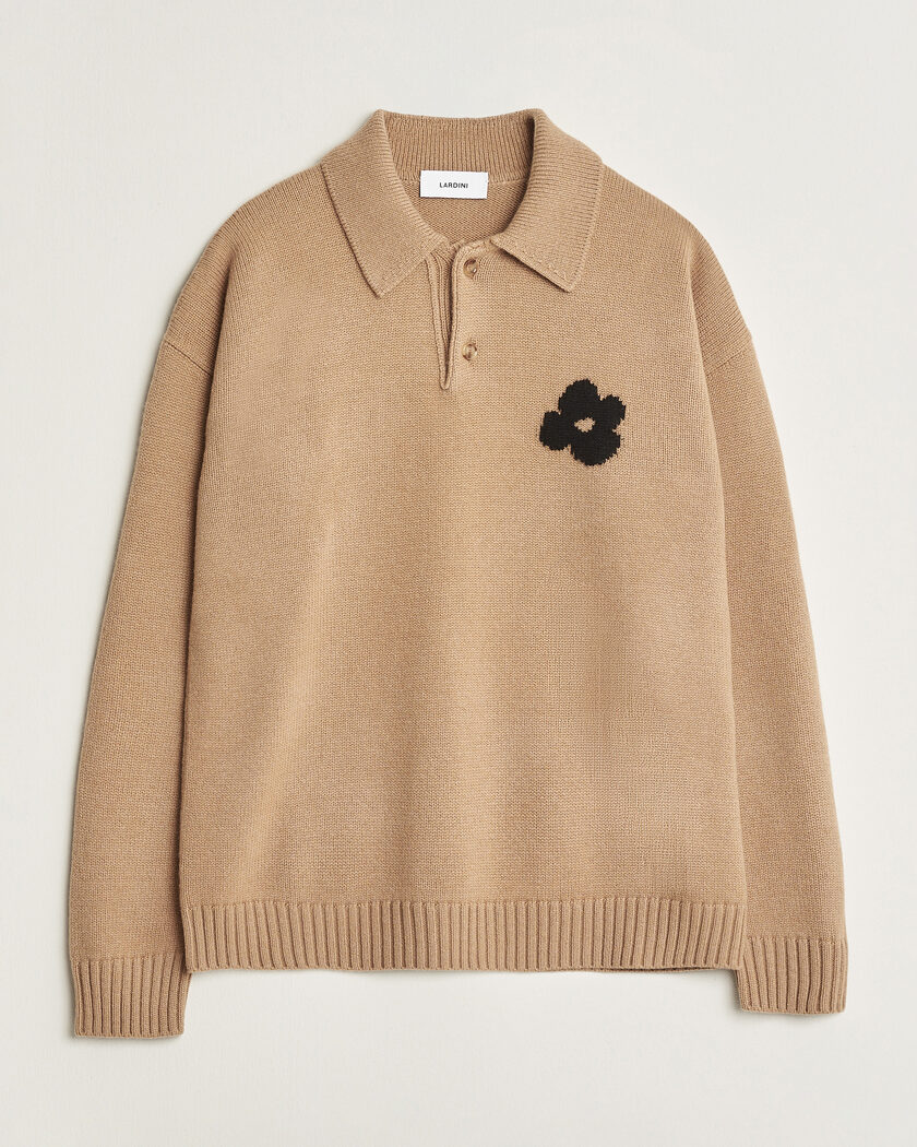 Lardini Knitted Wool/Cashmere Polo Brown – Brown