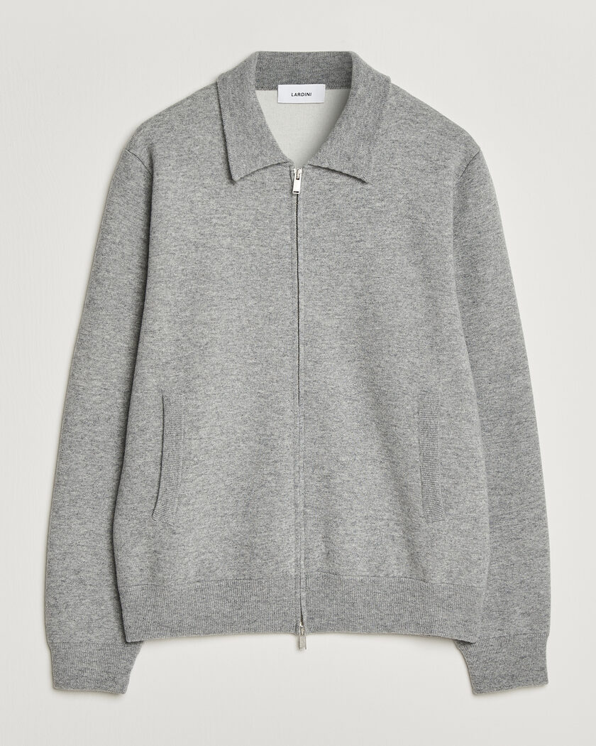 Lardini Knitted Wool Bomber Jacket Grey – Grey