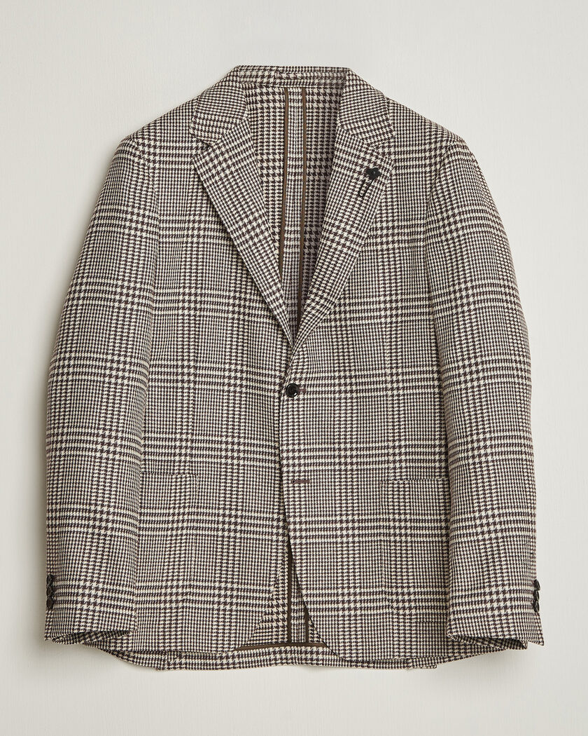 Lardini Wool/Cashmere Checked Blazer Brown – Brown