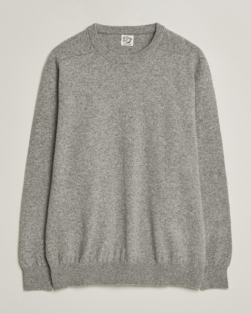 orSlow Simple Crew Neck Sweater Light Grey – Grey