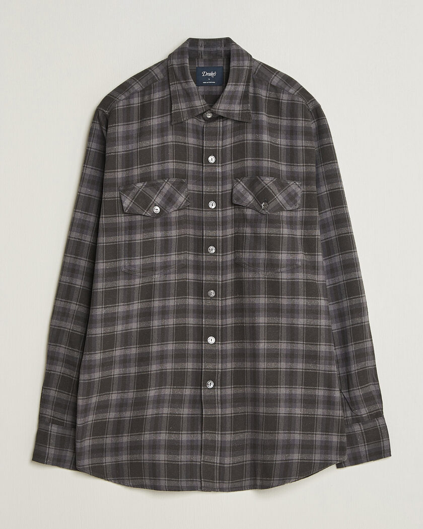Drake's Cotton/Silk Two Pocket Shirt Grey – Grey