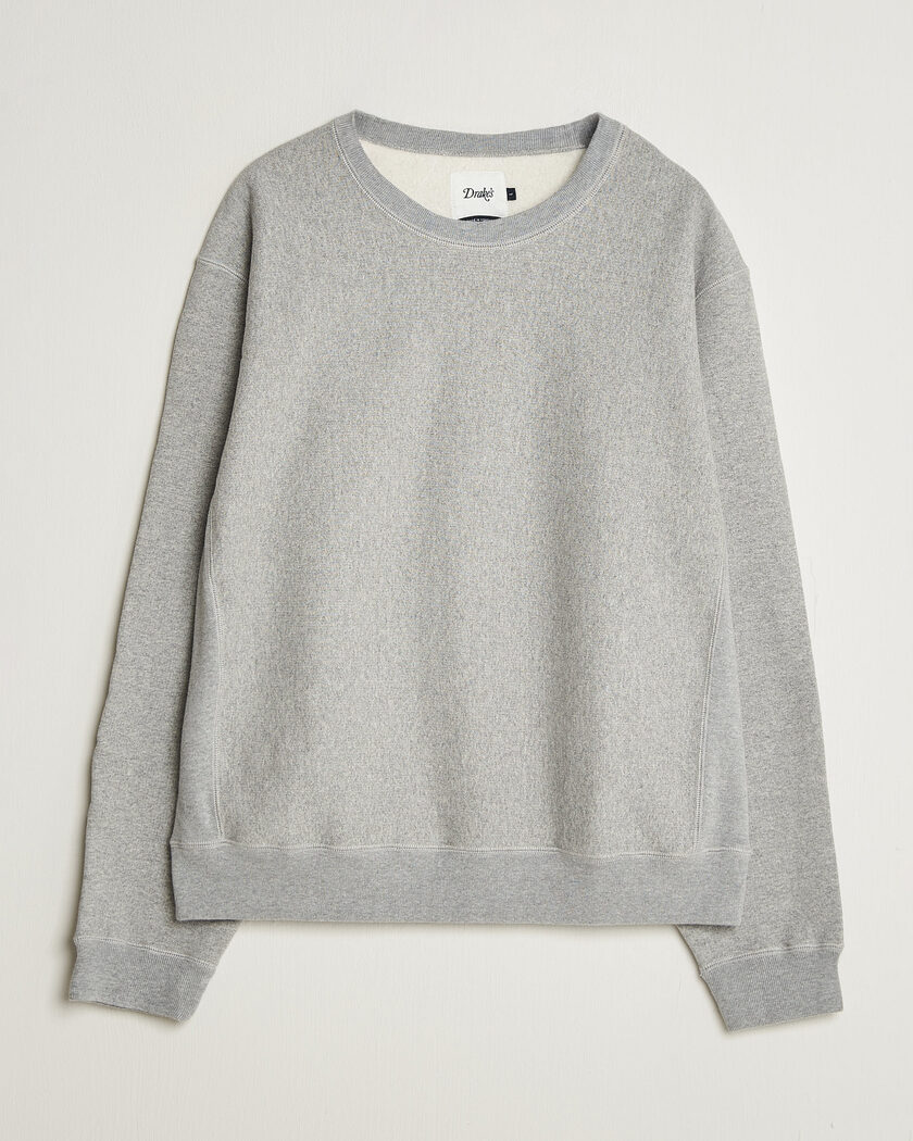 Drake's Reverse Weave Crewneck Sweatshirt Grey – Grey