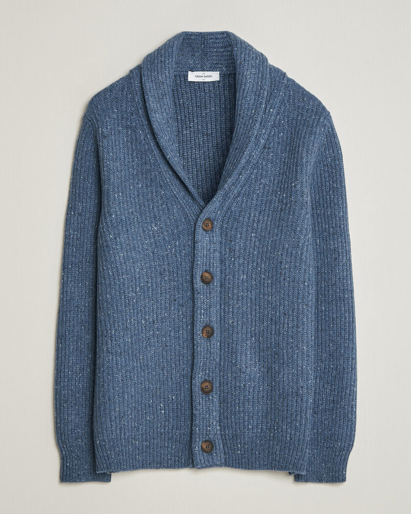 Gran Sasso Wool/Cashmere Donegal Cardigan Blue – Blue
