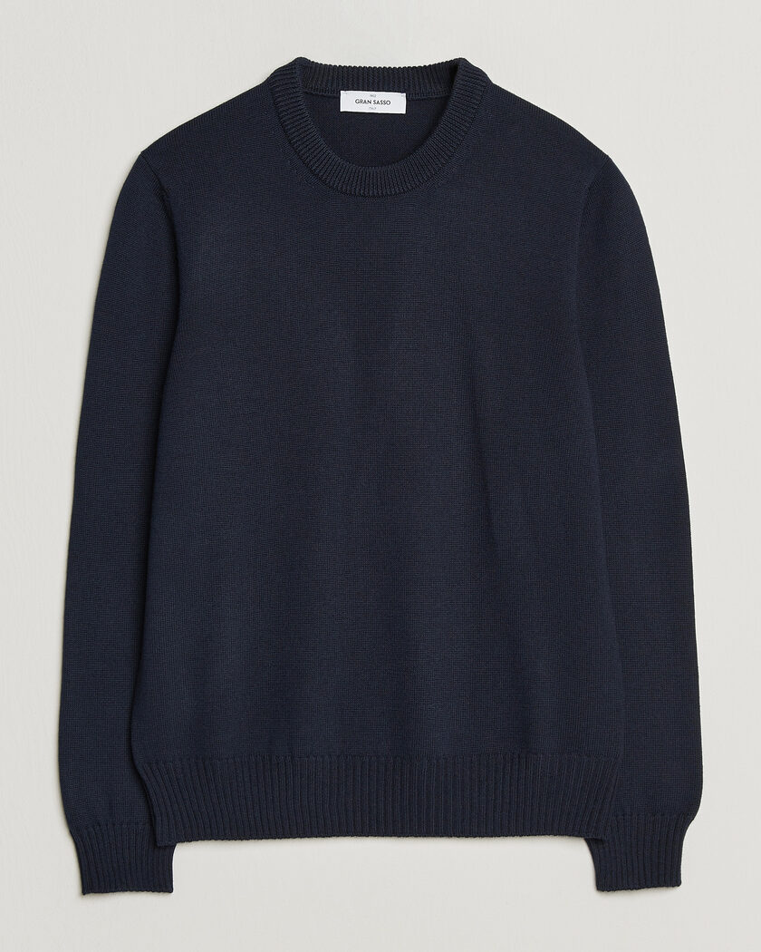 Gran Sasso Merino Knitted Crew Neck Navy – Blue