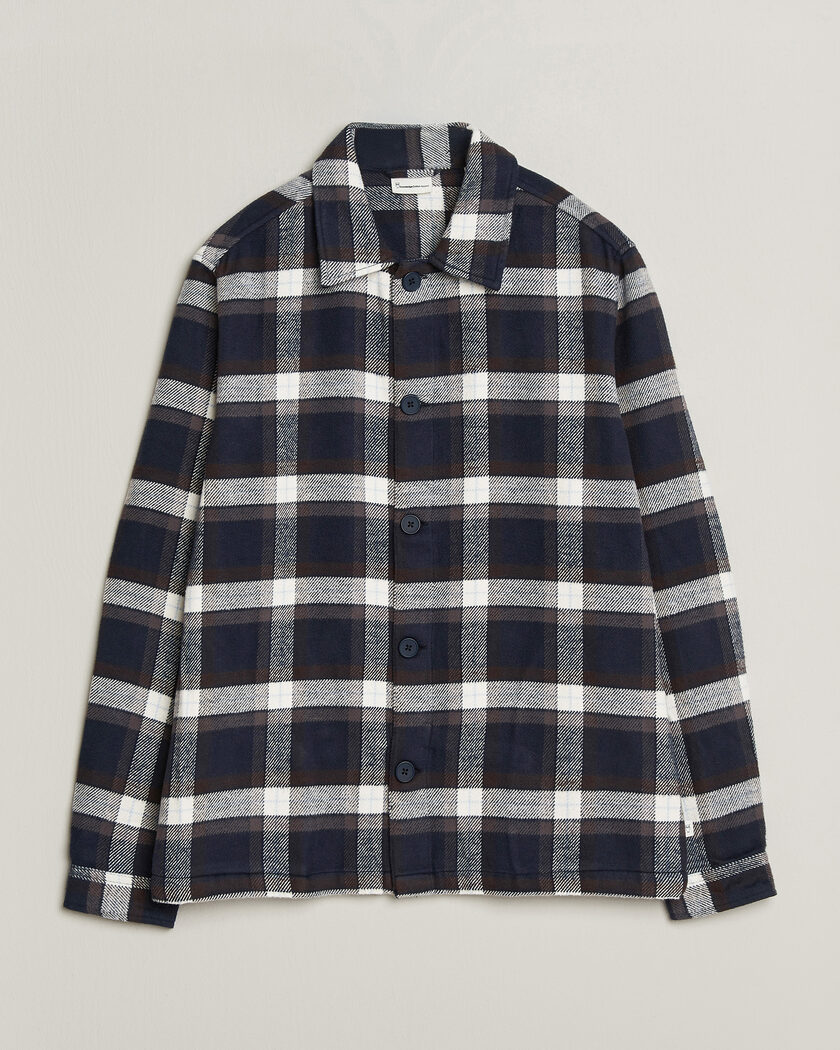 KnowledgeCotton Apparel Flannel Check Overshirt Navy – Blue