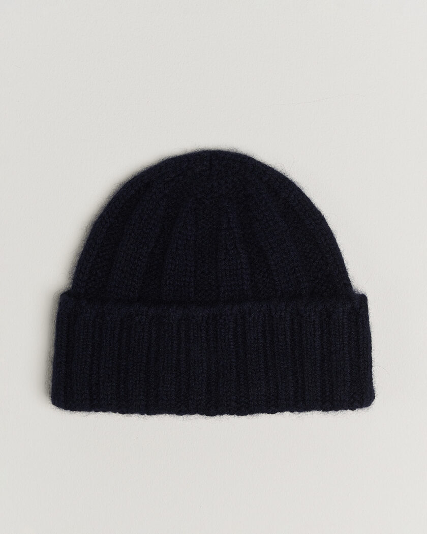 BEAMS PLUS Cashmere Rib Beanie Navy – Blue