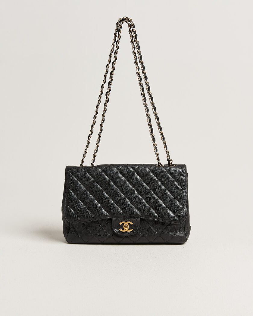 Chanel Pre-Owned Classic Jumbo Single Flap Bag Caviar Black – Black